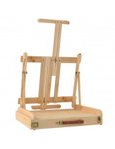 Cavalletto Tavolo Cassetto 41,5x37x12 cm Legno Massello Pino