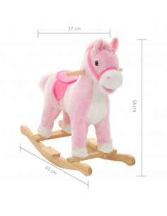 Cavallo a Dondolo in Peluche 65x32x58 cm Rosa