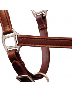 Cavezza testiera cuoio naturale regolabile per stalla marrone puledro