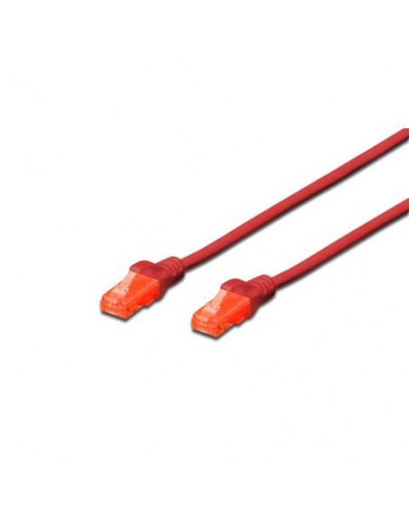 CAVO RETE DIGITUS CAT. 6 UTP NON SCHERMATO LSZH ROSSO 2mt