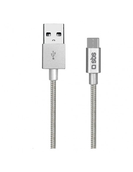 Cavo USB C Sbs TECABLETC15BS CHARGING DATA CABLE Nylon Silver Silver