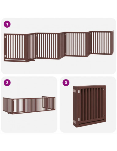Cancello Cani Porta Pieghevole Marrone 8 Pannelli 640cm Pioppo