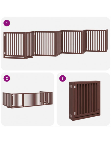 Cancello Cani Porta Pieghevole Marrone 8 Pannelli 640cm Pioppo