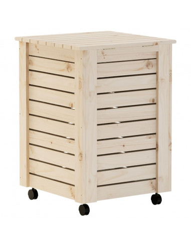 Cesta Biancheria con Ruote RANA 45x45x64 cm Legno Massello Pino