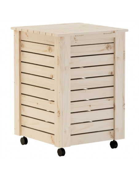 Cesta Biancheria con Ruote RANA 45x45x64 cm Legno Massello Pino