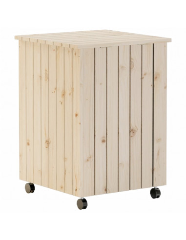 Cesta Biancheria con Ruote RANA 45x45x64 cm Legno Massello Pino
