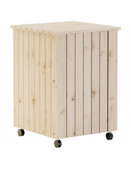 Cesta Biancheria con Ruote RANA 45x45x64 cm Legno Massello Pino
