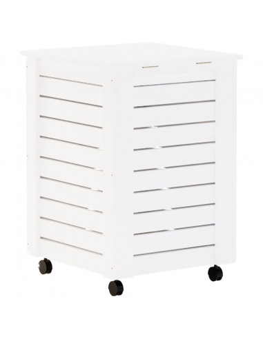 Cesta Biancheria con Ruote RANA Bianca 45x45x64cm Massello Pino