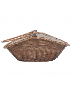 Cesta Legna da Ardere con Manico 60x44x55 cm Naturale in Salice