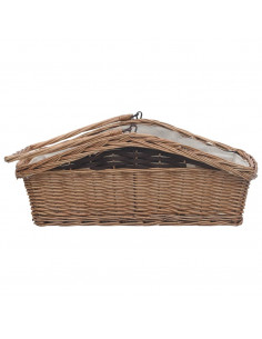 Cesta Legna da Ardere con Manico 61,5x46,5x58cm Marrone Salice