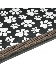 Cesta per Cani con Cuscino Grigio 50x33x30 cm Salice Naturale