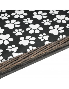 Cesta per Cani con Cuscino Grigio 90x54x35 cm Salice Naturale