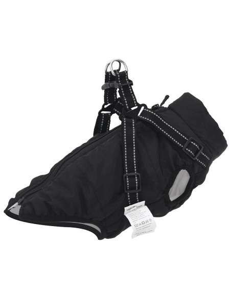 Cappotto Cani con Imbracatura Impermeabile Riflettente Nero L