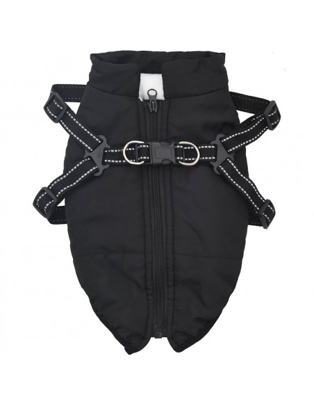 Cappotto Cani con Imbracatura Impermeabile Riflettente Nero L