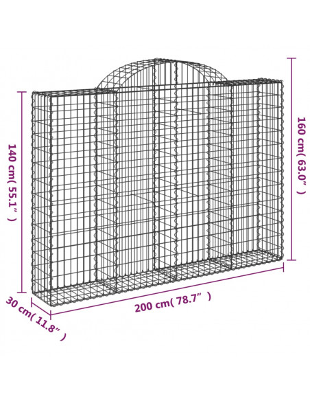Cesti Gabbioni ad Arco 10 pz 200x30x140/160 cm Ferro Zincato