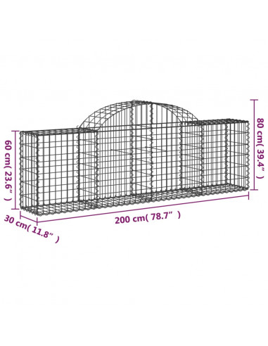 Cesti Gabbioni ad Arco 10 pz 200x30x60/80 cm Ferro Zincato