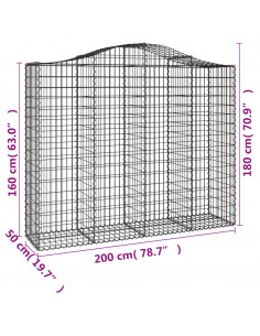 Cesti Gabbioni ad Arco 11 pz 200x50x160/180 cm Ferro Zincato