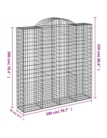 Cesti Gabbioni ad Arco 11 pz 200x50x200/220 cm Ferro Zincato