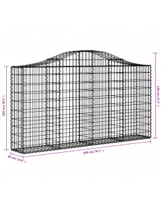 Cesti Gabbioni ad Arco 12 pz 200x30x100/120 cm Ferro Zincato