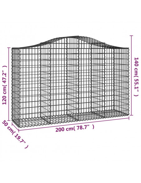 Cesti Gabbioni ad Arco 12 pz 200x50x120/140 cm Ferro Zincato