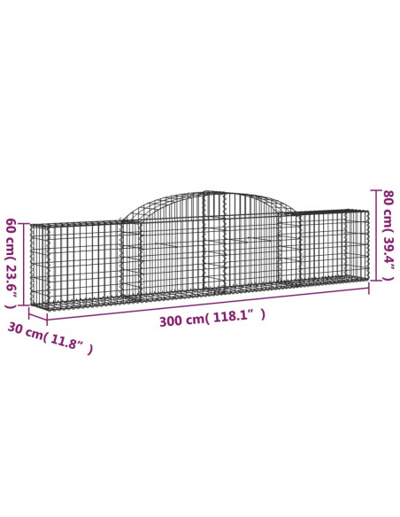 Cesti Gabbioni ad Arco 12 pz 300x30x60/80 cm Ferro Zincato