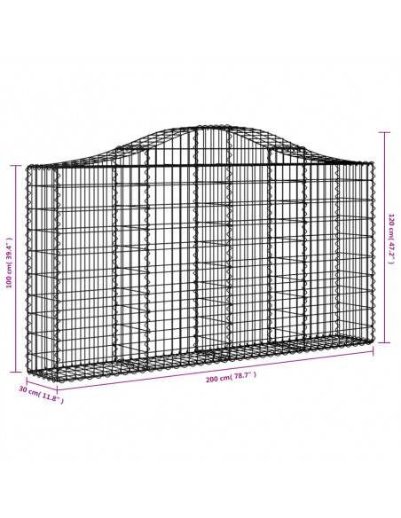 Cesti Gabbioni ad Arco 13 pz 200x30x100/120 cm Ferro Zincato