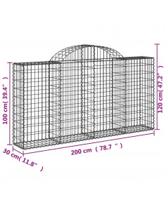 Cesti Gabbioni ad Arco 13 pz 200x30x100/120 cm Ferro Zincato
