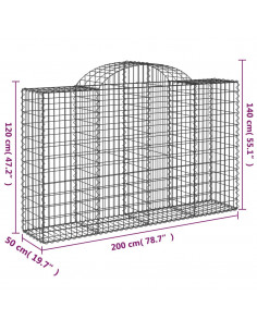 Cesti Gabbioni ad Arco 13 pz 200x50x120/140 cm Ferro Zincato