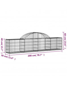 Cesti Gabbioni ad Arco 14 pz 200x30x40/60 cm Ferro Zincato