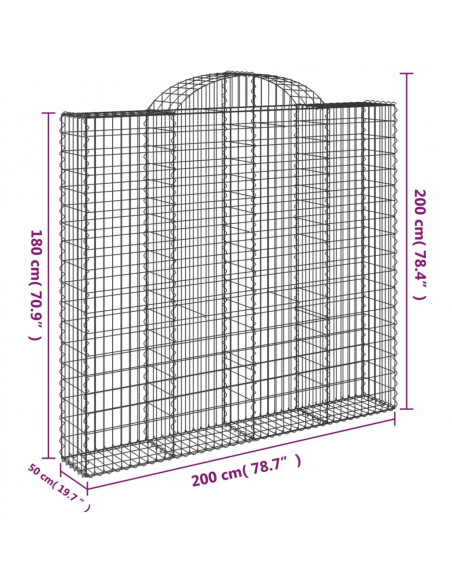 Cesti Gabbioni ad Arco 14 pz 200x50x180/200 cm Ferro Zincato