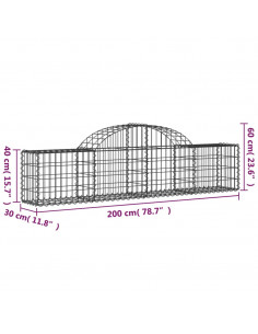 Cesti Gabbioni ad Arco 15 pz 200x30x40/60 cm Ferro Zincato