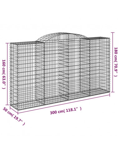 Cesti Gabbioni ad Arco 15 pz 300x50x160/180 cm Ferro Zincato
