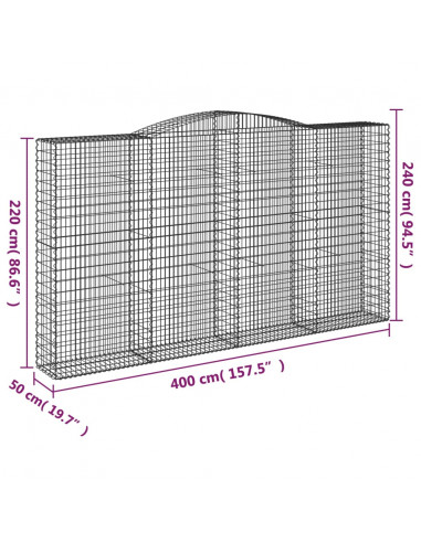Cesti Gabbioni ad Arco 15 pz 400x50x220/240 cm Ferro Zincato