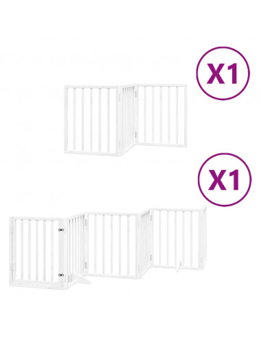 Cancello Cani Porta Pieghevole Bianco 9 Pannelli 450 cm Pioppo
