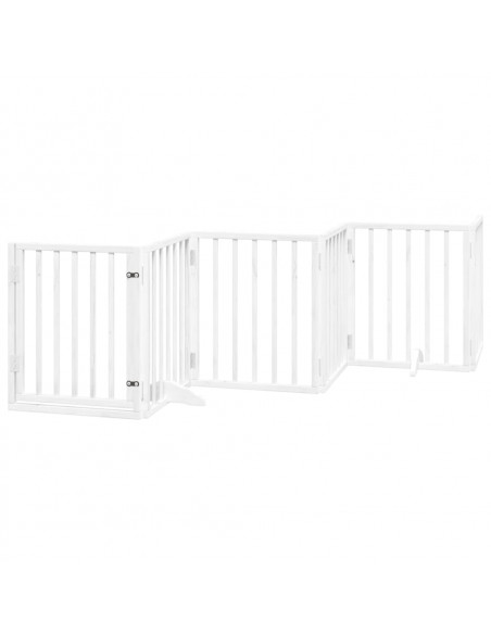 Cancello Cani Porta Pieghevole Bianco 9 Pannelli 450 cm Pioppo