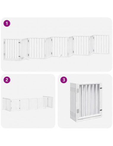Cancello Cani Porta Pieghevole Bianco 9 Pannelli 450 cm Pioppo