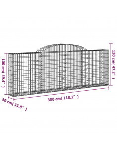 Cesti Gabbioni ad Arco 17 pz 300x30x100/120 cm Ferro Zincato