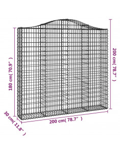 Cesti Gabbioni ad Arco 2 pz 200x30x180/200 cm Ferro Zincato