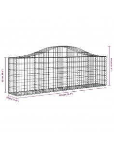 Cesti Gabbioni ad Arco 2 pz 200x30x60/80 cm Ferro Zincato
