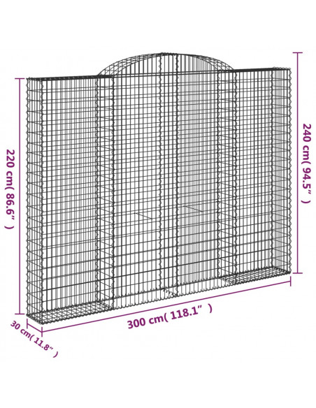 Cesti Gabbioni ad Arco 2 pz 300x30x220/240 cm Ferro Zincato