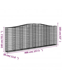 Cesti Gabbioni ad Arco 2 pz 400x30x140/160 cm Ferro Zincato