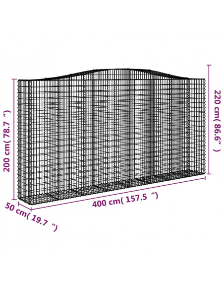 Cesti Gabbioni ad Arco 2 pz 400x50x200/220 cm Ferro Zincato