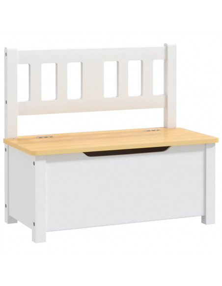 Cassapanca per Bambini Bianca e Beige 60x30x55 cm in MDF