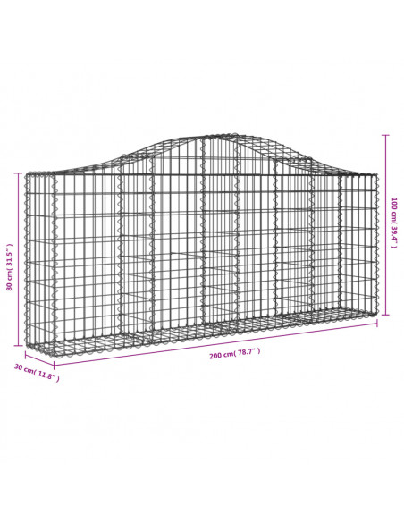 Cesti Gabbioni ad Arco 20 pz 200x30x80/100 cm Ferro Zincato