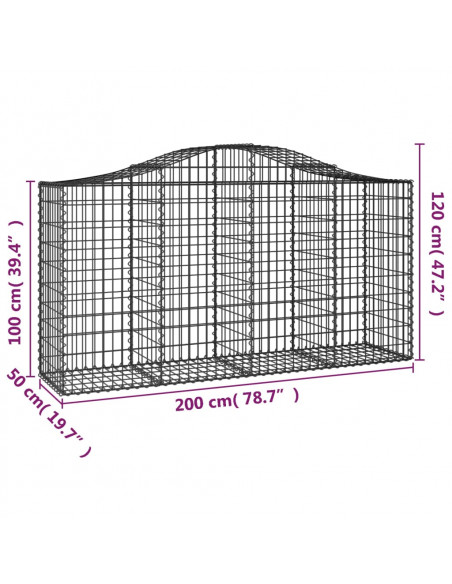 Cesti Gabbioni ad Arco 20 pz 200x50x100/120 cm Ferro Zincato