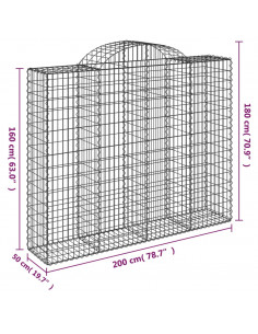Cesti Gabbioni ad Arco 20 pz 200x50x160/180 cm Ferro Zincato