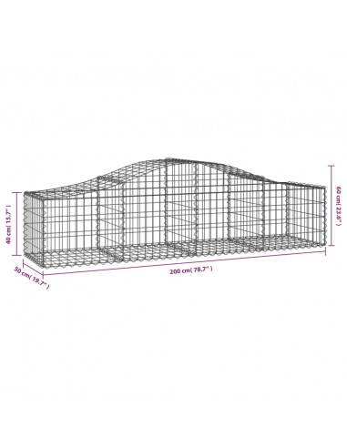 Cesti Gabbioni ad Arco 20 pz 200x50x40/60 cm Ferro Zincato