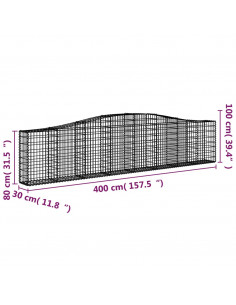 Cesti Gabbioni ad Arco 20 pz 400x30x80/100 cm Ferro Zincato