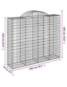 Cesti Gabbioni ad Arco 25 pz 200x50x160/180 cm Ferro Zincato