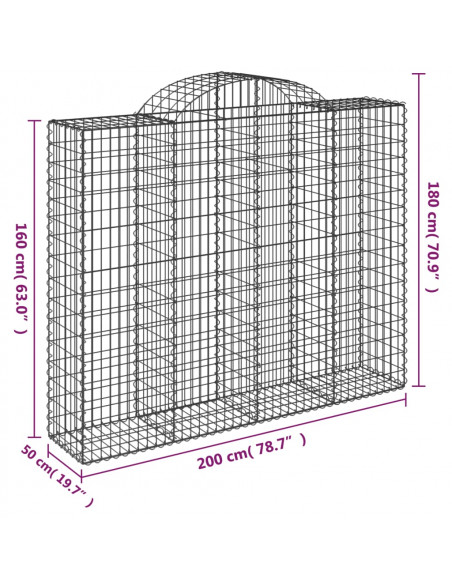 Cesti Gabbioni ad Arco 25 pz 200x50x160/180 cm Ferro Zincato